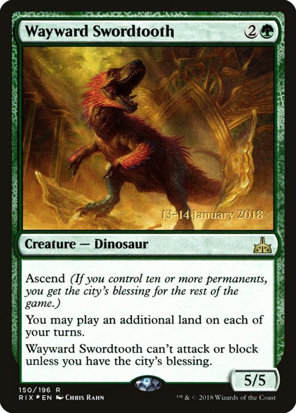 Wayward Swordtooth [Rivals of Ixalan Prerelease Promos] Supply